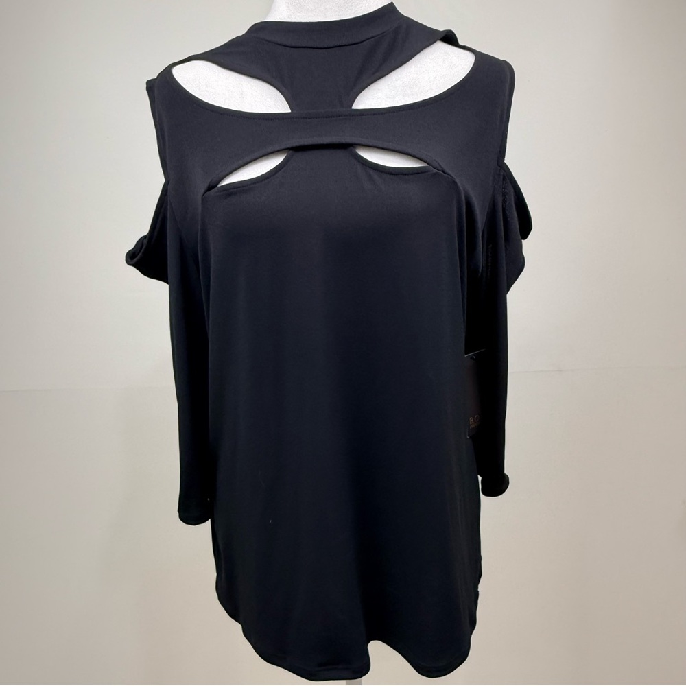 Bold Elements Black Cold Shoulder Cutout Blouse T… - image 8